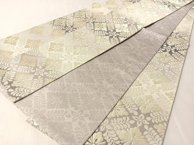 平和屋着物●全通柄袋帯 菱花文 金糸 正絹 逸品 未使用 CABN2913vp
