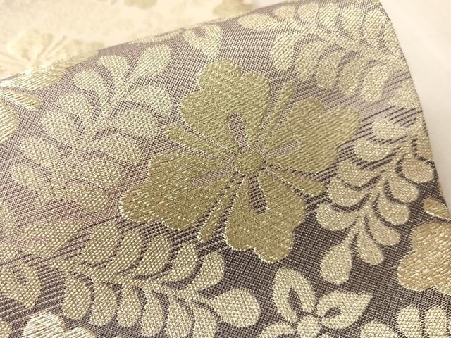 平和屋着物●全通柄袋帯 菱花文 金糸 正絹 逸品 未使用 CABN2913vp