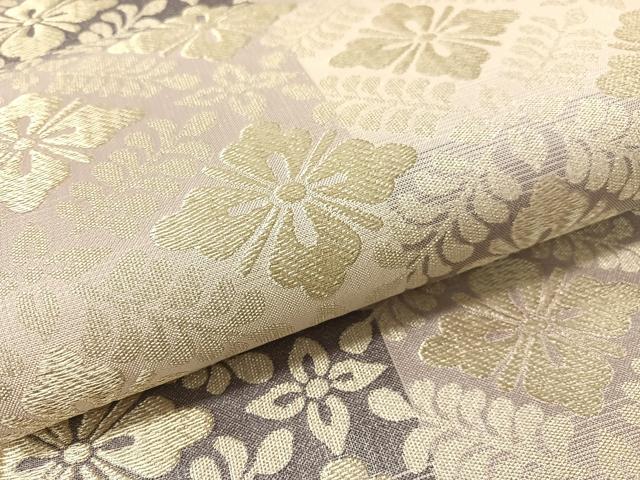 平和屋着物●全通柄袋帯 菱花文 金糸 正絹 逸品 未使用 CABN2913vp