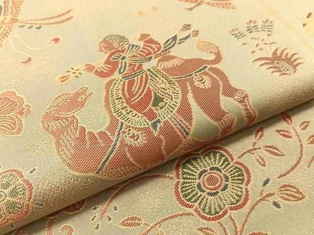 平和屋着物●名物裂一筋 西陣・あらいそ謹製 全通柄 本袋帯 人物風景文 金糸 正絹 逸品 CABN2918vp
