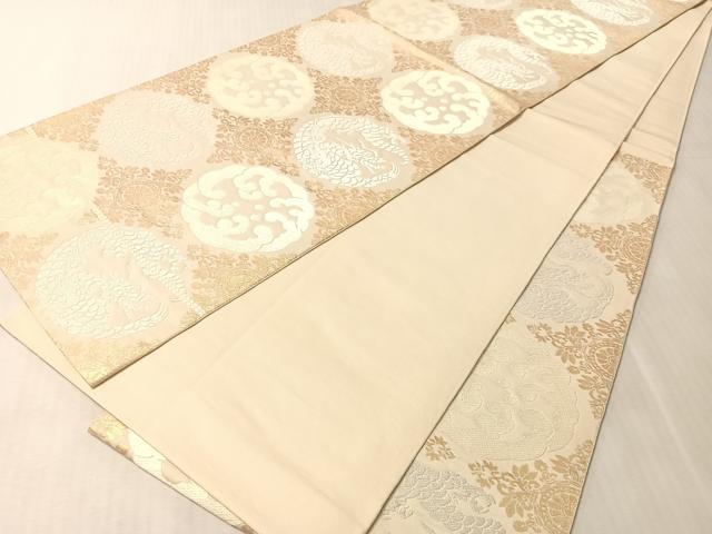 平和屋着物●六通柄 京袋帯 唐織 丸波龍華文 金糸 正絹 逸品 CABN2924vp