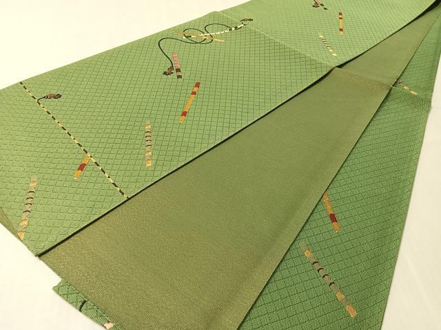 平和屋着物●六通柄袋帯 横笛 金銀糸 正絹 逸品 CABN2930vp