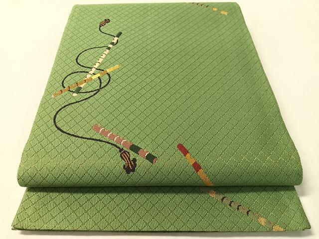 平和屋着物●六通柄袋帯 横笛 金銀糸 正絹 逸品 CABN2930vp