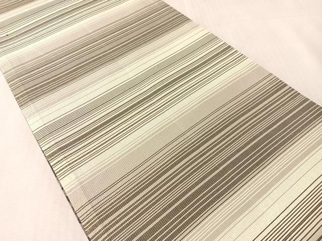 平和屋着物●両面 全通柄袋帯 枝葉文 銀通し地 正絹 逸品 CABN2931vp