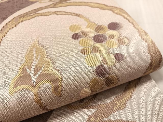 平和屋着物●両面 全通柄袋帯 経錦 豊穣 葡萄唐草文 金糸 やまと誂製 正絹 逸品 未使用 CABN2932vp