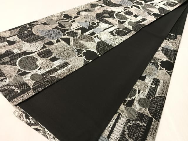 平和屋着物●六通柄袋帯 伝統工芸士 吉翔 吉祥文 黒地 銀糸 正絹 逸品 CABN2933vp