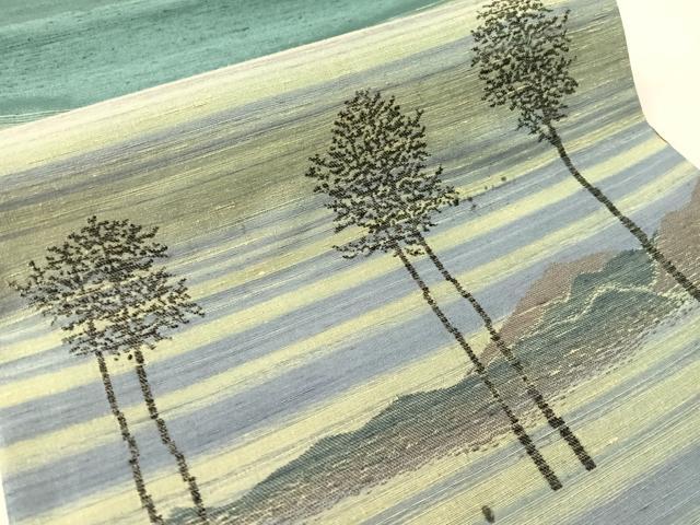 平和屋着物●よねざわ 新田工房 太鼓柄袋帯 紅花紬 風景文 証紙付き 正絹 逸品 CABN3001vp