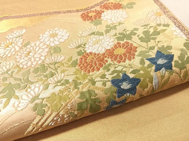 平和屋着物●西陣 紫紘謹製 太鼓柄袋帯 唐織 屏風花文 金銀糸 正絹 逸品 CABN3007vp