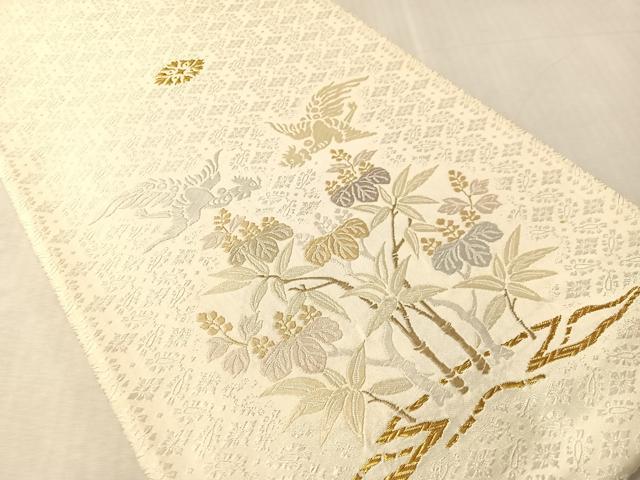 平和屋着物●六通柄袋帯 唐織 桐竹鳳凰文 金糸 正絹 逸品 CABN3013vp