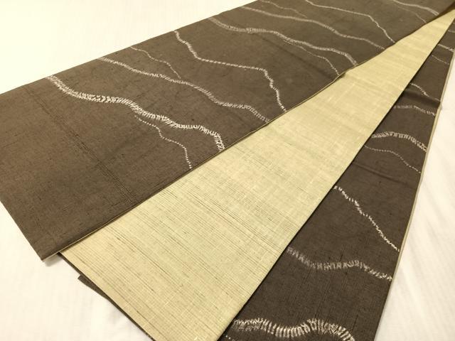 平和屋着物●両面 全通柄袋帯 紬地 絞り 流線文 正絹 逸品 CABN3016vp