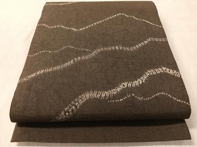 平和屋着物●両面 全通柄袋帯 紬地 絞り 流線文 正絹 逸品 CABN3016vp