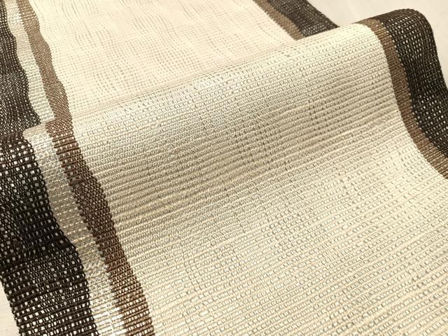 平和屋着物●全通柄袋帯 間道 銀糸 正絹 逸品 未使用 CABN3018vp