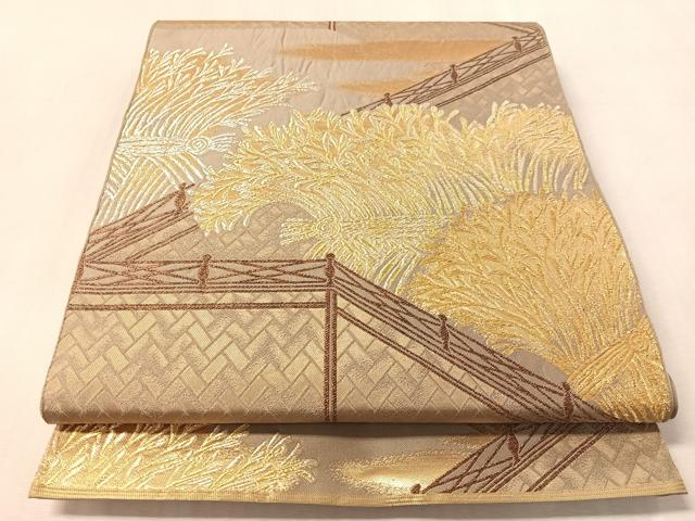 平和屋着物●西陣 川島織物 六通柄 本袋帯 籬文 金銀糸 正絹 逸品 CABN3020vp