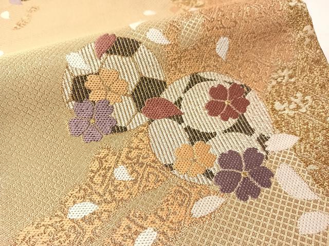 平和屋着物●六通柄袋帯 サッカーボール 舞桜 金銀糸 正絹 逸品 CABN3036vp
