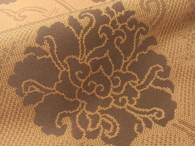 平和屋着物●織物一筋名門 織悦 全通柄 本袋帯 牡丹唐草文 正絹 逸品 CABN3038vp