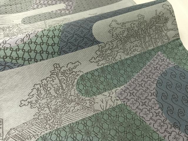 平和屋着物●六通柄袋帯 紹巴 霞人物風景文 正絹 逸品 CABN3039vp