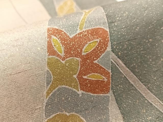 平和屋着物●石川県指定無形文化財 牛首紬 白山工房 手織り 全通柄袋帯 花唐草文 金彩 正絹 逸品 未使用 CABN3043vp