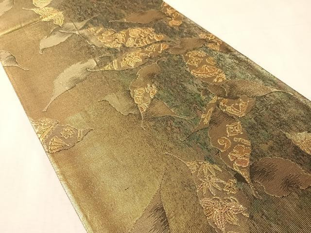 平和屋着物●染色作家 草野一騎 六通柄袋帯 宝尽くし舞葉文 金糸 引箔 正絹 逸品 CABN3050vp