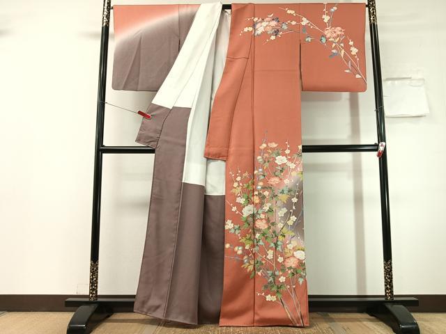 平和屋着物●訪問着 友禅 作家物 草花文 暈し染め 正絹 逸品 CABN3072vp