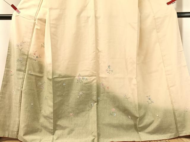 平和屋着物●訪問着 紬地 草花文 鈴乃屋扱い 正絹 逸品 未使用 CABN3074vp