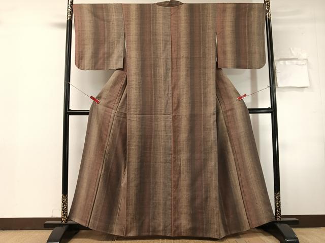 平和屋着物●上質な紬 珈琲染 間道 正絹 逸品 CABN3109vp