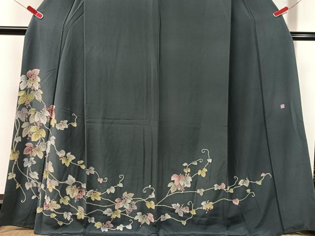 平和屋着物●本加賀友禅作家 友野雅子 訪問着 葡萄蔦の葉文 ロング丈 正絹 逸品 CABN3120vp