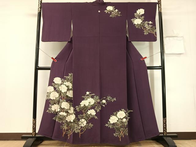平和屋着物●訪問着 枝牡丹 金彩 鬼しぼ縮緬 正絹 逸品 CABN3134vp