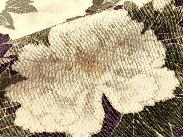 平和屋着物●訪問着 枝牡丹 金彩 鬼しぼ縮緬 正絹 逸品 CABN3134vp