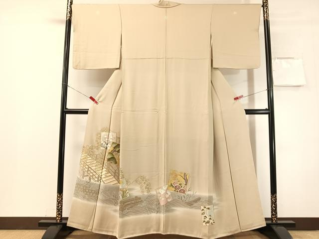 平和屋着物●豪華色留袖 駒刺繍 色紙風景花松文 暈し染め 金彩 正絹 逸品 CABN3145vp