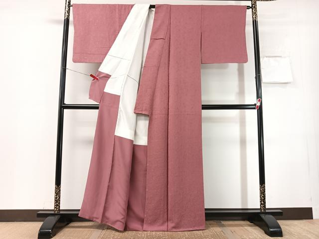 平和屋着物●上質な色無地 花唐草地紋 浅蘇芳色 正絹 逸品 CABN3147vp