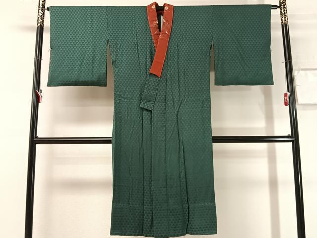 平和屋着物●長襦袢 無双仕立て 鱗地紋b 高麗納戸色 半衿刺繍 正絹 逸品 CABN3162vp