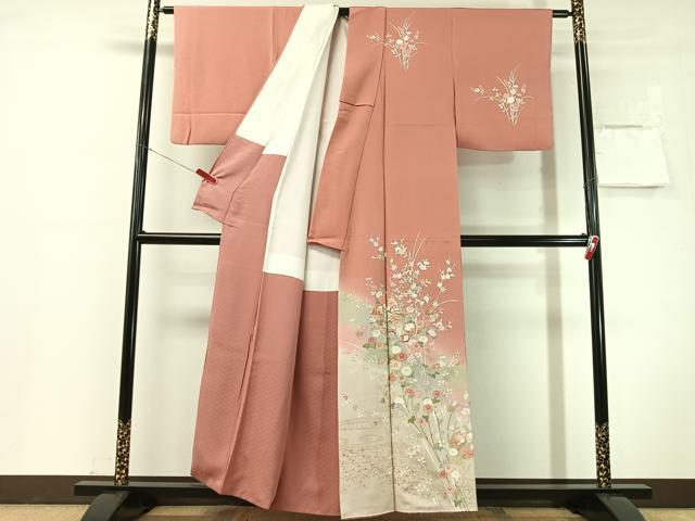 平和屋着物●訪問着 雪輪御所車花文 暈し染め 金彩 正絹 逸品 CABN3168vp