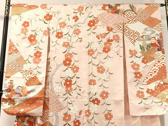 平和屋着物●豪華振袖 駒刺繍 鴛鴦枝垂れ花文 金彩 正絹 逸品 CABN3169vp
