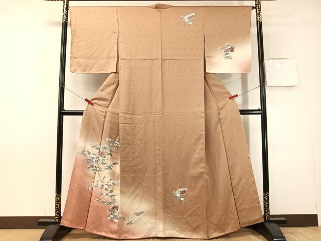 平和屋着物●訪問着 地紙鳳凰花文 暈し染め 金彩 正絹 逸品 未使用 CABN3170vp