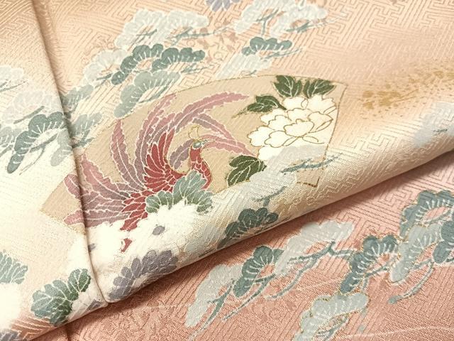 平和屋着物●訪問着 地紙鳳凰花文 暈し染め 金彩 正絹 逸品 未使用 CABN3170vp