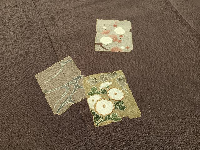 平和屋着物●訪問着 駒刺繍 破れ色紙花文 金彩 鬼しぼ縮緬 正絹 逸品 CABN3174vp