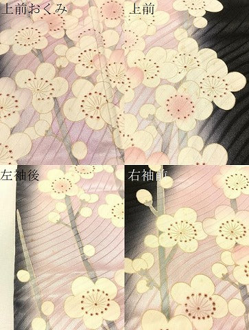 平和屋着物●豪華振袖 槍梅 暈し染め 黒地 金彩 やまと誂製 正絹 逸品 CABN3177vp