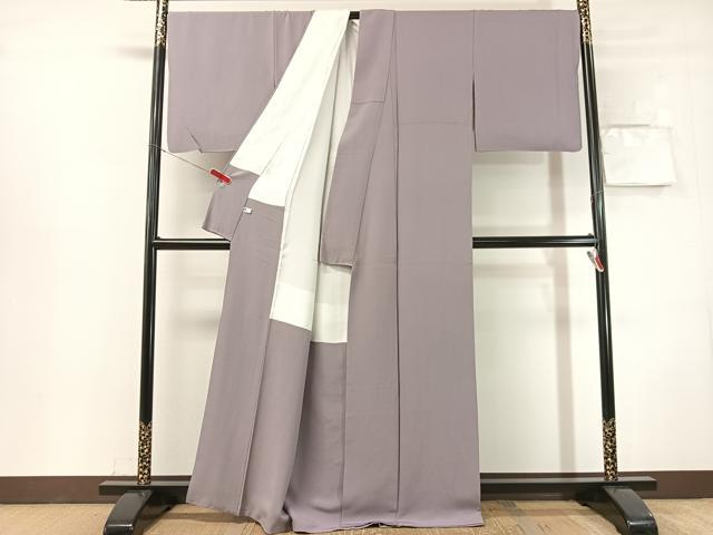 平和屋着物●本草木染作家 圓啓 色無地 葡萄鼠色 健勝苑扱い 正絹 逸品 CABN3191vp