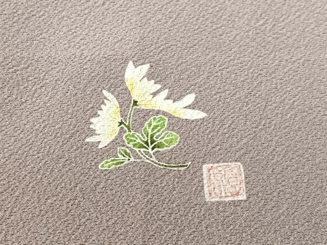 平和屋着物●本草木染作家 圓啓 色無地 葡萄鼠色 健勝苑扱い 正絹 逸品 CABN3191vp