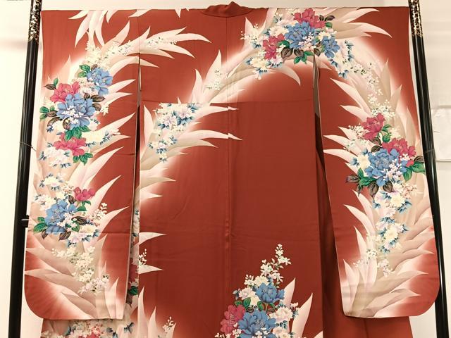 平和屋着物●豪華振袖 草花文 暈し染め 金彩 正絹 逸品 CABN3193vp