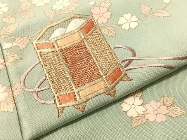 平和屋着物●訪問着 駒刺繍 貝桶花文 金彩 正絹 逸品 CABN3196vp