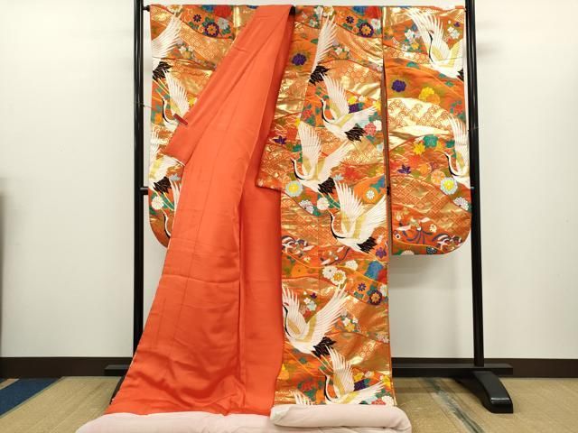 平和屋本店●色打掛 お引きずり 和装 婚礼 結婚式 花嫁 神社挙式 唐織 鳳凰飛鶴花文 金糸 逸品 CABN3535ze