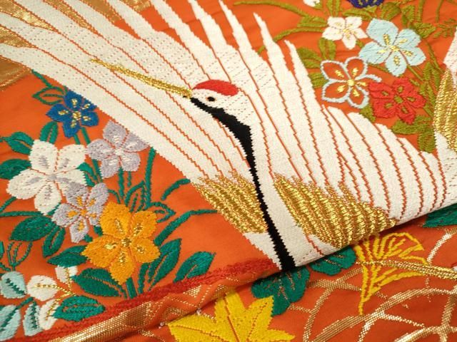 平和屋本店●色打掛 お引きずり 和装 婚礼 結婚式 花嫁 神社挙式 唐織 鳳凰飛鶴花文 金糸 逸品 CABN3535ze