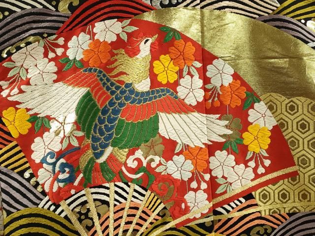 平和屋本店●色打掛 お引きずり 和装 婚礼 結婚式 花嫁 神社挙式 唐織 扇面鳳凰立波文 金銀糸 逸品 CABN3536ze