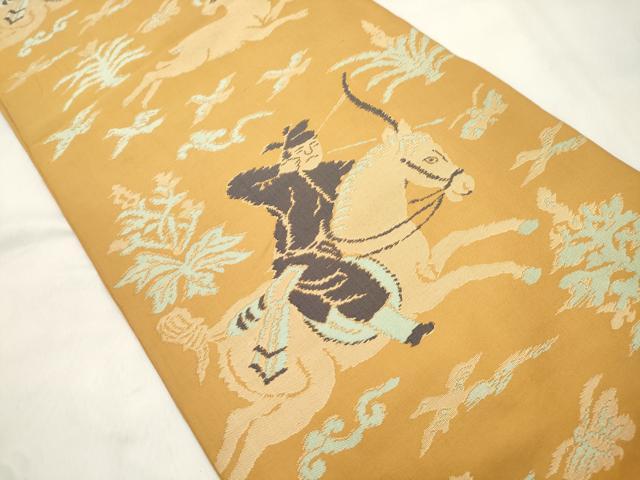 平和屋着物●六通柄 本袋帯 狩猟文 正絹 逸品 CABN3623dy