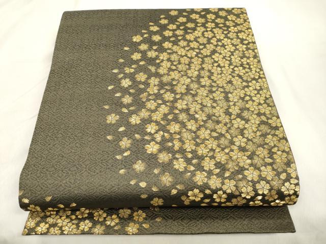 平和屋着物●両面 全通柄袋帯 舞桜文 金糸 ますいわ屋扱い 正絹 逸品 CABN3624dy
