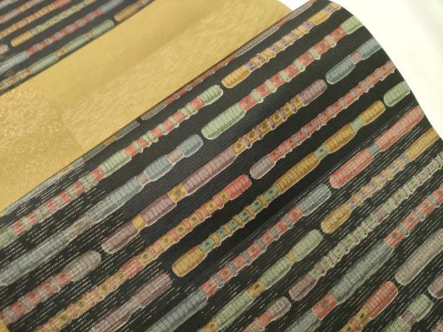 平和屋着物●全通柄袋帯 横笛 金彩 正絹 逸品 CABN3627dy