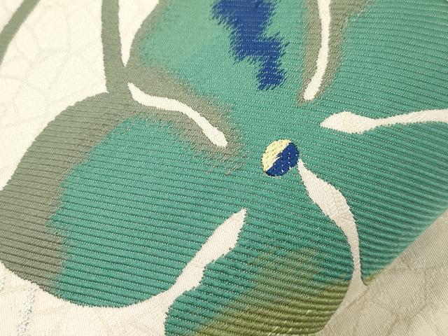 平和屋着物●両面 六通柄袋帯 京都職人 松井知子 西陣織 草花文 銀糸 正絹 逸品 CABN3645dy