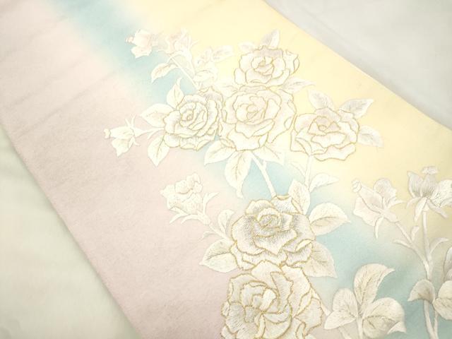平和屋着物●袋帯 総手刺繍 薔薇 金銀糸 正絹 逸品 CABN3654dy