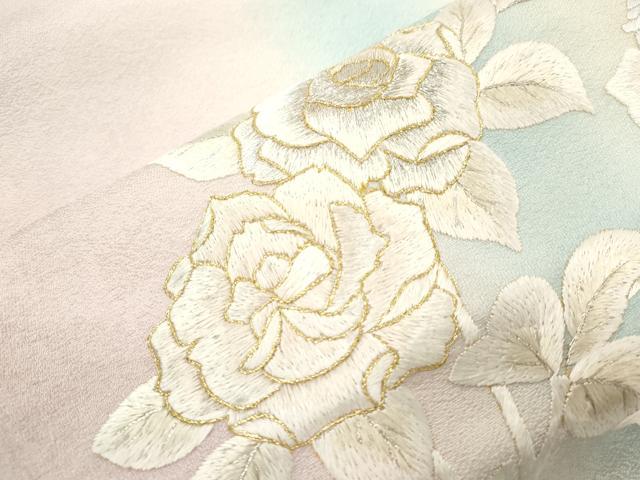 平和屋着物●袋帯 総手刺繍 薔薇 金銀糸 正絹 逸品 CABN3654dy